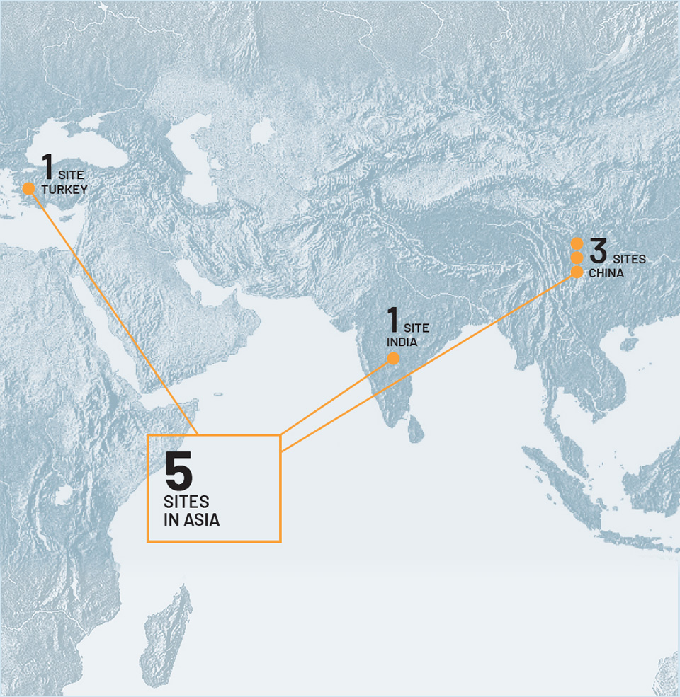 5 sites in Asia