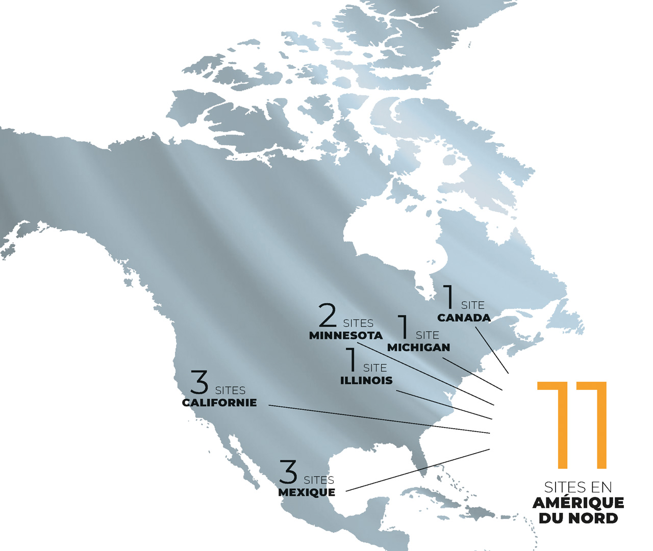 11 sites en Amérique du Nord